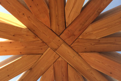 Photo: Timber frame roof structure detail in Roof Systems & Supporting Structures
